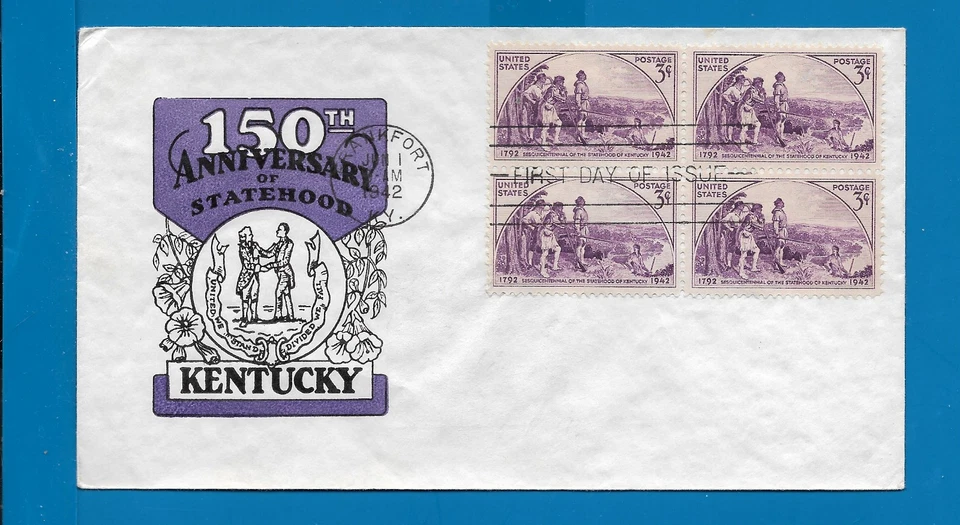 Scott 904 Kentucky Statehood BL4 Jun 1, 1942 Ioor  FDC Lot6 - Image 1 of 1