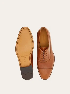 $995 FERRAGAMO - "Fermin" Brown Leather Oxfords - 11.5 EE - Image 1 of 4