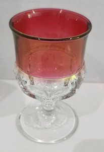 Kings Crown Vintage Ruby Cranberry Flash Thumbprint Wine Glass Goblet - Picture 1 of 3