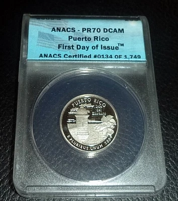 2009-S Washington Quarter Puerto Rico ANACS PR70DCAM First Day of Issue - Image 1 of 2