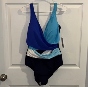 Traje de baño Lands’ End de una pieza para mujer talla 16 azul traje de baño nuevo - Imagen 1 de 3