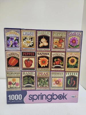 Springbok Garden Goodness 1000 Piece Puzzle - Flower & Vegetable Seed Packs - Image 1 of 2