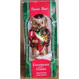 Ornamento natalizio orsacchiotto in vetro stile europeo Babbo Natale Best XL in scatola - Foto 1 di 13