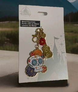 Disney Parks Coco Portachiavi Calavera Teschio Chitarra 3 Charm Metallo Portachiavi Clip - Foto 1 di 5