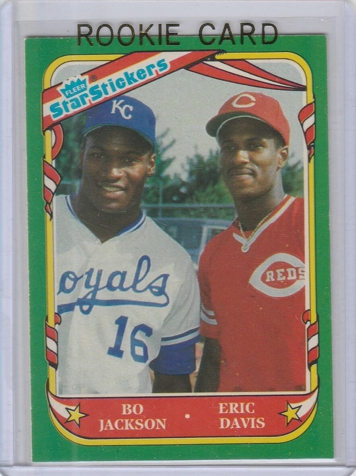 TARJETA DE NOVATO BO JACKSON & ERIC DAVIS Fleer Baseball RC KC Royals Reds! Foto 1 de 2