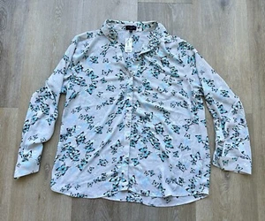 The Limited Ashton Schmetterling Print Knopf Bluse Damen Gr. XL Langarm Neu mit Etikett - Bild 1 von 5