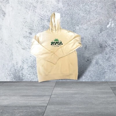 NUEVO CON ETIQUETAS Rvca Para Hombres Talla Mediana Sudadera con Capucha Tipo Crema Conjunto Equilibrio Logo Surf Foto 1 de 4