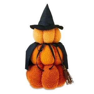 New Halloween Orange Plush Pumpkin Stack Witch Decor, 17 In, By Way To Celebrate - Picture 1 of 1