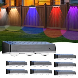 12 RGB Modes Solar Powered Wall Deck Light Solar Fence Lights Outdoor Waterproof - Picture 1 of 19