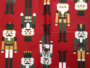 Christmas Nutcracker Soldiers on Red Vinyl Flannel Var Size Tablecloth by Elrene - Picture 1 of 7