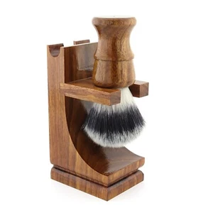 Wooden Shaving Set Brush & Stand For Brush And Razor Handmade Men Shaving - Picture 1 of 9