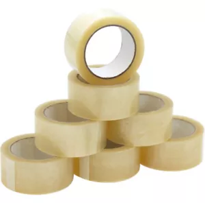 Paquete de 6 rollos de cinta adhesiva transparente de embalaje de 48 mm x 66 m paquete ancho fuerte nuevo Reino Unido - Imagen 1 de 2
