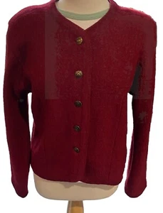 Alexandra Bartlett Womens 100% Wool Boiled Button Down Sweater Burgundy Medium - Picture 1 of 9