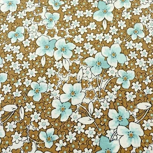Fabric Traditions 2011 Brown Teal White Floral Cotton Fabric 2 yards + 28 inches - Picture 1 of 10