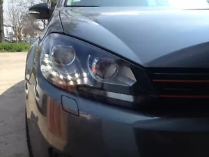 SCHEINWERFER FÜR VW GOLF 6 08-12 SCHWARZ TAGFAHRLICHT DIMMFUNKTION XENON-DESIGN - Bild 1 von 5