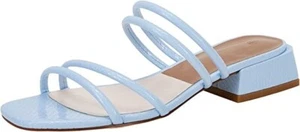 Women's Low Block Heeled Strap Sandals Summer Open Toe Slide Sandals Size 6.5 - Picture 1 of 8