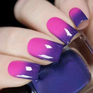 24pcs Press On Nails Short Square, Pink Purple Glossy + glue gel tabs & file - Picture 1 of 2