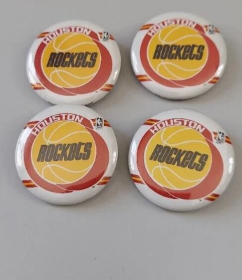 NBA Houston Rockets Four Small Used Buttons Lot Basketball OOP Vintage Stripe - Image 1 of 3