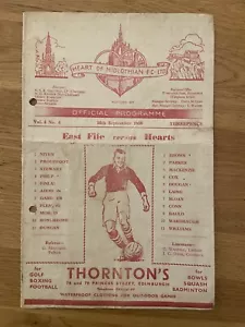 Rare Hearts V East Fife Football Programme Scottish League Cup 16 Sep 1950 - Picture 1 of 2