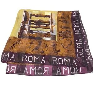 Vintage Scarf Roma Italy Egyptian Multicolor 38.5x38.5 - Picture 1 of 5
