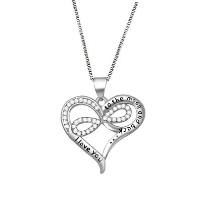 Women Girls I Love You to the Moon and Back Infinity Heart Pendant Necklace Gift - Image 1 of 4