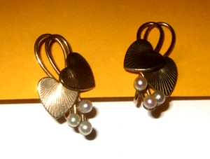 Estate Jewelry Heart Earrings Gold Filled Screw Back Great Style - Bild 1 von 11