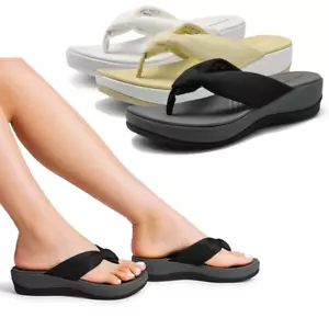 Women Arch Support Platform Flip Flop Cushioned Soft Eva Foam Summer Sandals - Picture 1 of 18