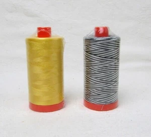 Aurifil Mako 50WT Cotton Thread 2 Large Orange Spools Quilting NEW Yellow Black - Picture 1 of 2