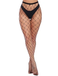 Plus Size Black Fishnet Tights Pantyhose Super Stretchy Fishnet Tights XS-5XL - Picture 1 of 53