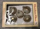 Christmas Glass Balls With Painted Glitter Stripe In Box Romania Silver And Gold