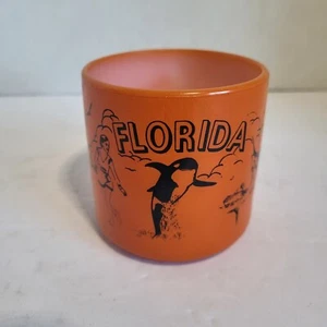 Vintage Florida Coffee Break Mug Milk Glass Federal Orange - Picture 1 of 13