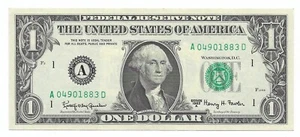 1963A $1 BOSTON FRN. Crisp & UNCIRCULATED Banknote. SCARCE A/D Block - Picture 1 of 2
