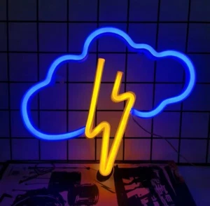 Lightning Bolt Neon Signs Lightning Neon Light LED Lightning Bolt Party Purple - Picture 1 of 1