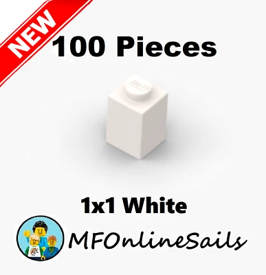 **NEW** 100x Genuine LEGO 1x1 White Bricks - Piece # 3005 Bulk - Изображение 1 из 4