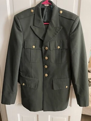 Abrigo Uniforme Militar Vintage Años 80 Hombres 36R Verde Ropa Exterior Formal Foto 1 de 4
