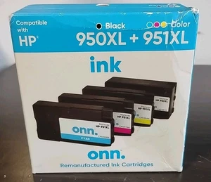 Onn 950XL 951XL Kompatybilne tusz Combo do HP OfficeJet Pro 8600 4PK Czarny/Kolorowy - Zdjęcie 1 z 3