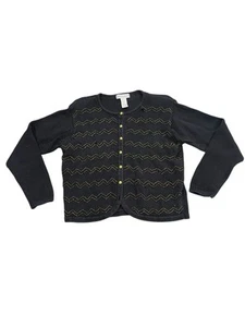 Schwarze Strickjacke mit goldenen Perlen - Bild 1 von 4