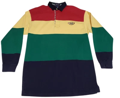 Camisa polo de rugby vintage de Gant para hombre a rayas grandes bloques de colores manga larga colorida Foto 1 de 4