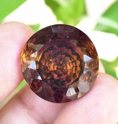 Flawless Natural Bi-Color Ametrine 33.70 Ct Round Certified Untreated Gemstone - Image 1 of 4