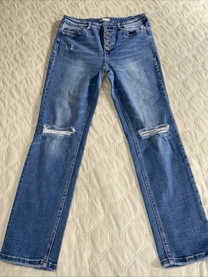 Vaqueros Altard State Botón Mosca Desgastados Cintura Alta Medio Lavado Recto 31 Foto 1 de 4