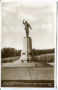 Ireland Belfast - Lord Carson's Statue old real photo sepia postcard - Picture 1 of 3