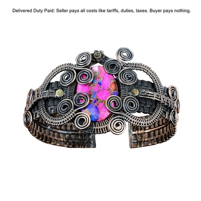 Venta Año Nuevo Cobre Natural Kingman Rosa Dalia Turquesa Piedra Puño Joyería Foto 1 de 4