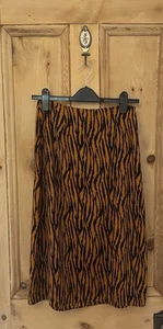 GONNA STAMPA ANIMALI tigre matita taglia 10 NERA arancione lavoro FLINTSTONE abito fantasia - Foto 1 di 4