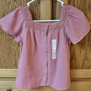 Neu mit Etikett Jumping Beans Mädchen gewebt Bauern Häkelborte Top mauve Größe 7 - Bild 1 von 9