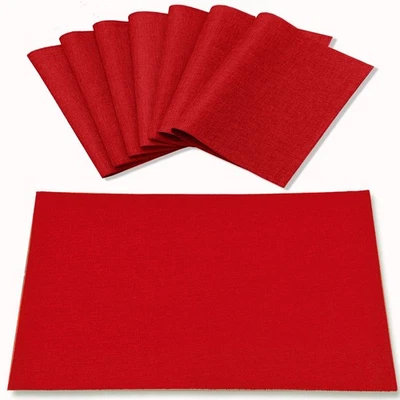 Cloth Red Placemats Set of 8, Linen Type Fabric Placemats Machine Washable He... - Image 1 of 4