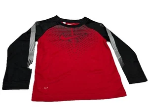 Camiseta de manga larga Nike Dri-Fit talla 3T para niños - roja/negra/plateada 100 % poliéster - Imagen 1 de 6