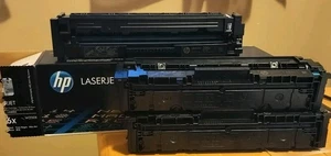 3 gebrauchte HP 206A, 202x Schwarz, 206A Tonerkartuschen Cyan mit Chip - Bild 1 von 5