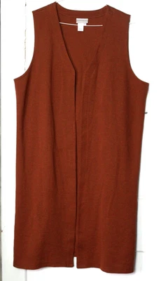 CHALECO ABIERTO LARGO COLDWATER CREEK damas talla 2X punto marrón medio Foto 1 de 4