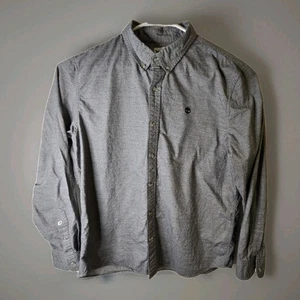 Timberland Shirt Mens XXL Slim Fit Gray Abstract Lines Refined Style Button Down - Picture 1 of 12