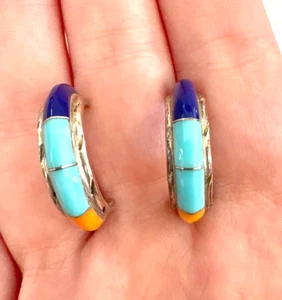 Pendientes De Colección ESTILO SUROESTE Plata Esterlina TURQUESA Ostra Espinosa Lapislázuli - Imagen 1 de 5